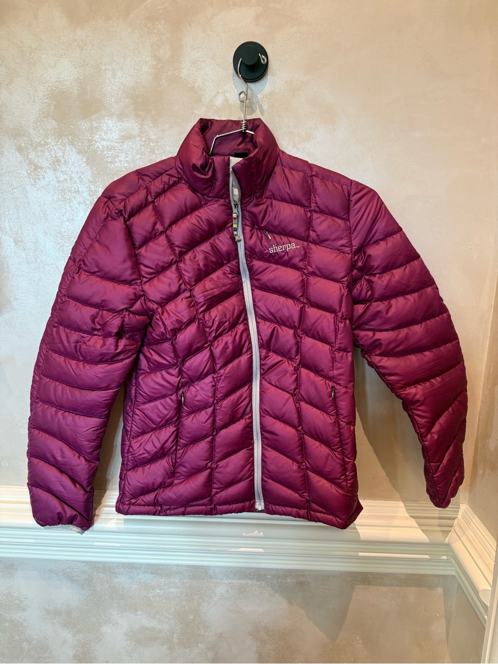 Sherpa Quilted Down-Blend Puffer Jacket in Pink